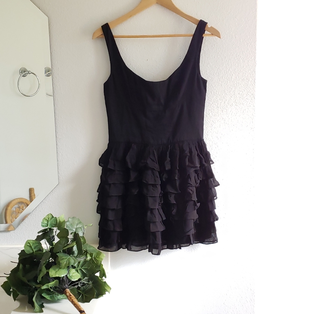 French Connection Black Tank Ruffle Dress Size 0/2